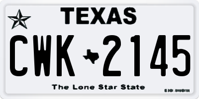 TX license plate CWK2145
