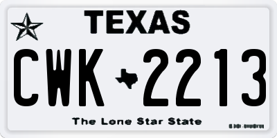 TX license plate CWK2213