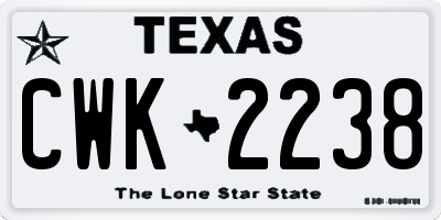 TX license plate CWK2238