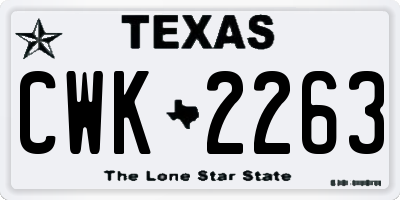 TX license plate CWK2263