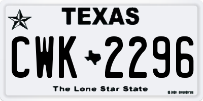 TX license plate CWK2296