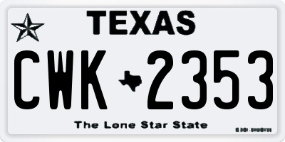 TX license plate CWK2353