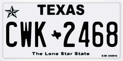 TX license plate CWK2468