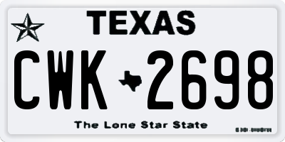 TX license plate CWK2698
