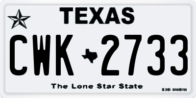 TX license plate CWK2733