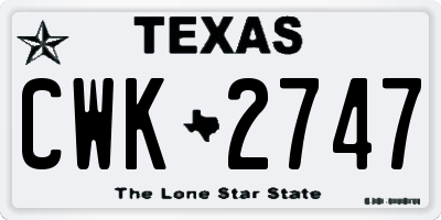 TX license plate CWK2747