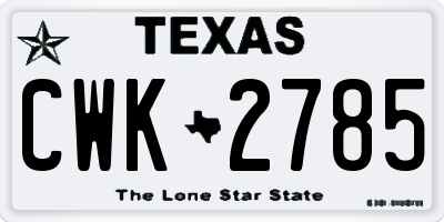 TX license plate CWK2785