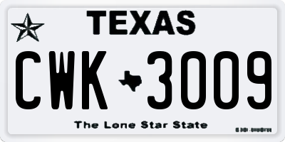 TX license plate CWK3009