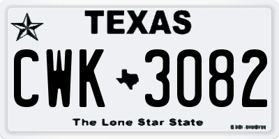 TX license plate CWK3082