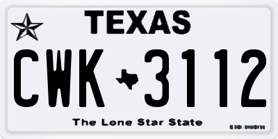 TX license plate CWK3112