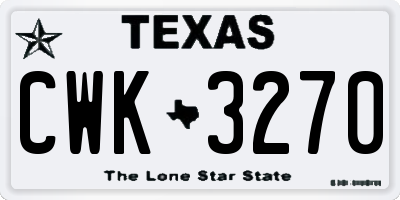 TX license plate CWK3270