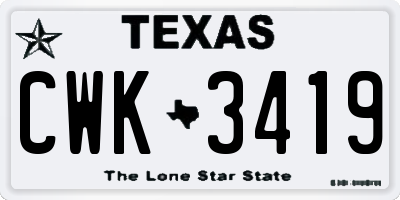TX license plate CWK3419