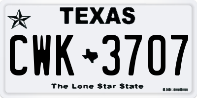 TX license plate CWK3707
