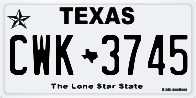 TX license plate CWK3745