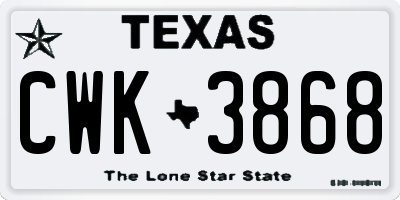 TX license plate CWK3868