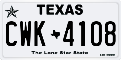 TX license plate CWK4108