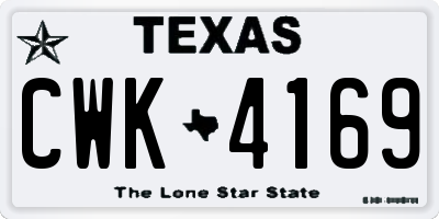 TX license plate CWK4169