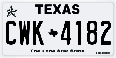 TX license plate CWK4182