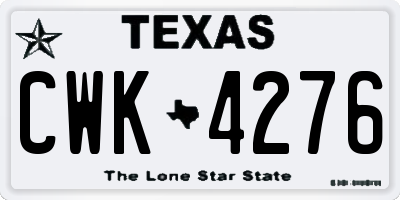 TX license plate CWK4276