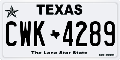 TX license plate CWK4289