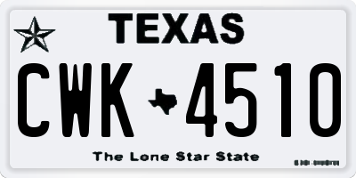 TX license plate CWK4510