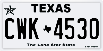 TX license plate CWK4530