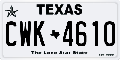 TX license plate CWK4610