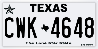 TX license plate CWK4648