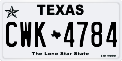 TX license plate CWK4784
