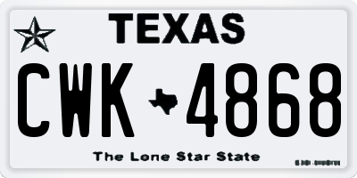 TX license plate CWK4868