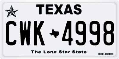 TX license plate CWK4998