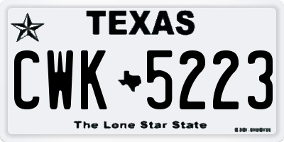 TX license plate CWK5223