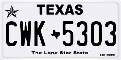 TX license plate CWK5303