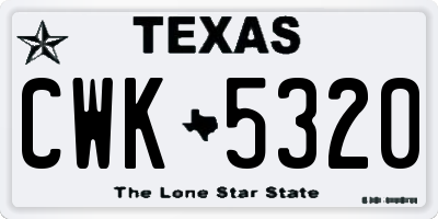 TX license plate CWK5320