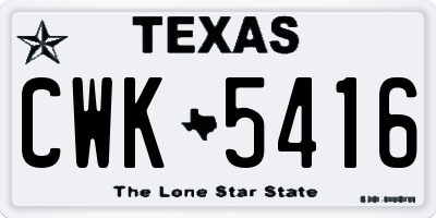 TX license plate CWK5416