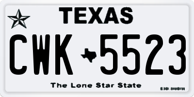 TX license plate CWK5523