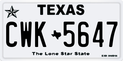 TX license plate CWK5647