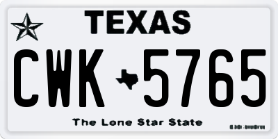TX license plate CWK5765