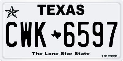 TX license plate CWK6597