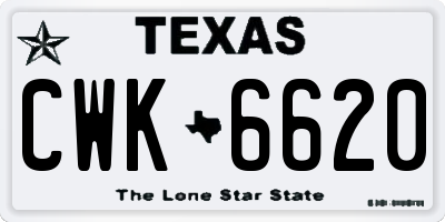 TX license plate CWK6620