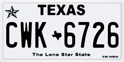 TX license plate CWK6726