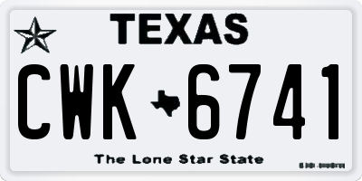 TX license plate CWK6741
