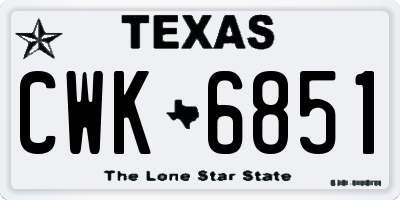 TX license plate CWK6851
