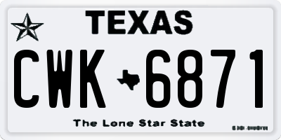 TX license plate CWK6871