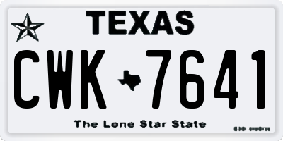 TX license plate CWK7641