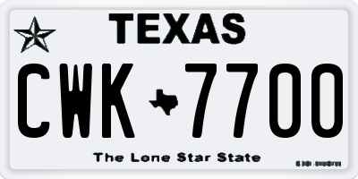 TX license plate CWK7700