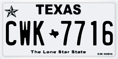 TX license plate CWK7716
