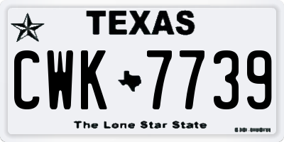 TX license plate CWK7739