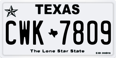 TX license plate CWK7809