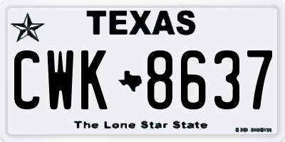 TX license plate CWK8637